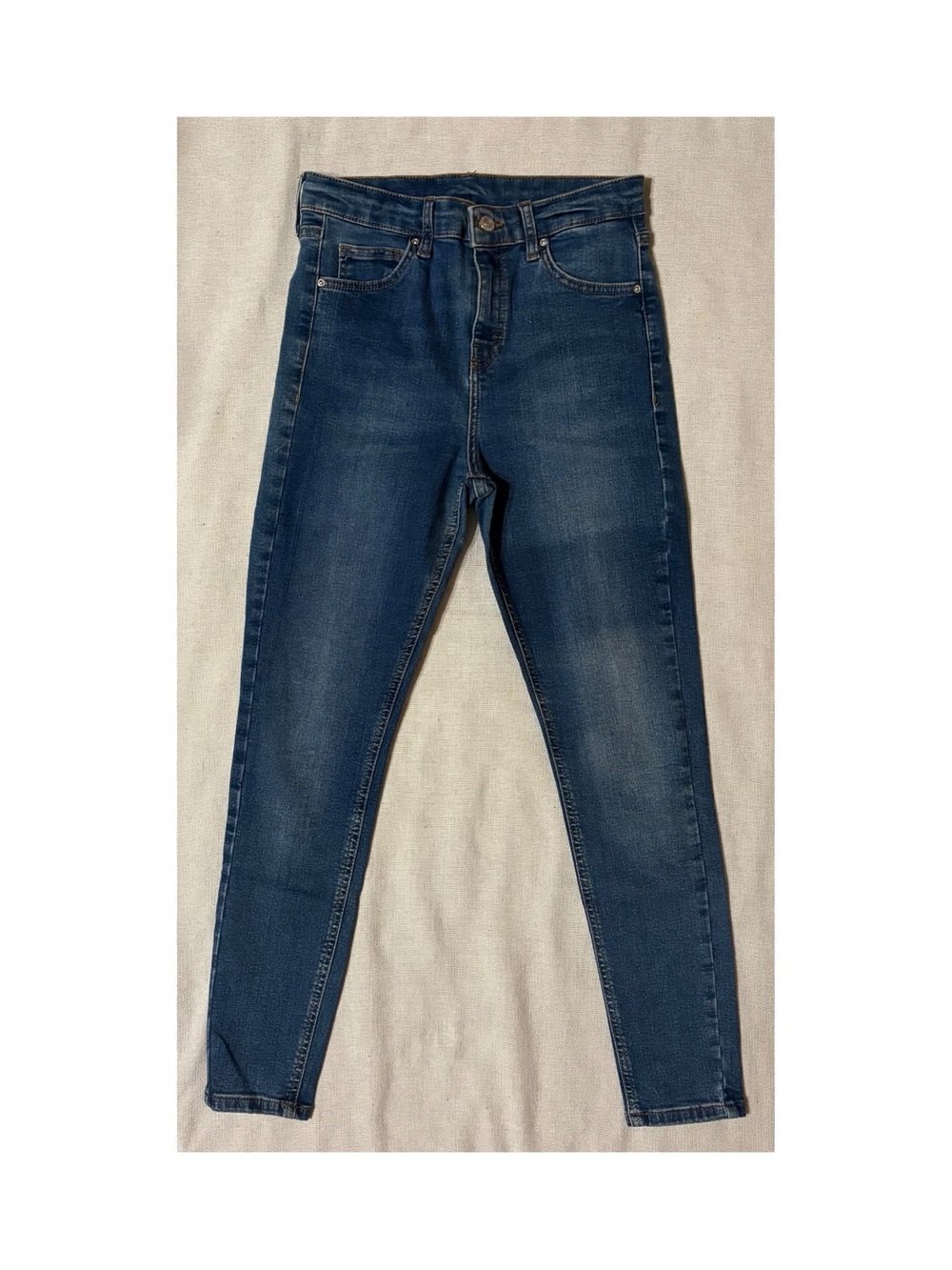 Topshop Mid-Dark Blue High-Rise Skinny Jeans